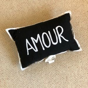 White and Black Double-Sided Throw Pillow